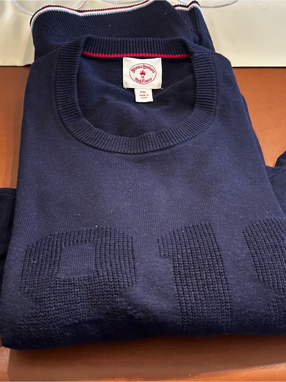 Brooks Brothers Navy Crewneck Sweater with Subtle Logo Detail